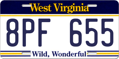 WV license plate 8PF655