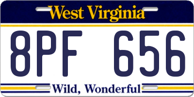 WV license plate 8PF656