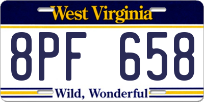 WV license plate 8PF658