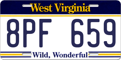 WV license plate 8PF659