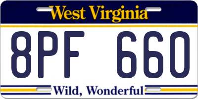 WV license plate 8PF660