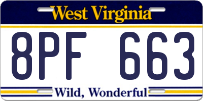 WV license plate 8PF663