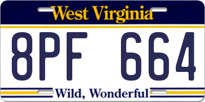 WV license plate 8PF664