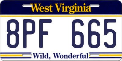 WV license plate 8PF665