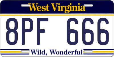 WV license plate 8PF666