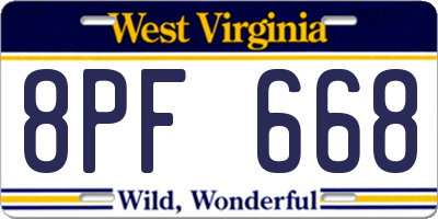 WV license plate 8PF668