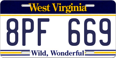 WV license plate 8PF669