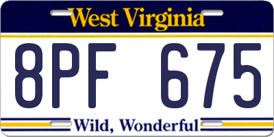 WV license plate 8PF675