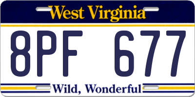 WV license plate 8PF677