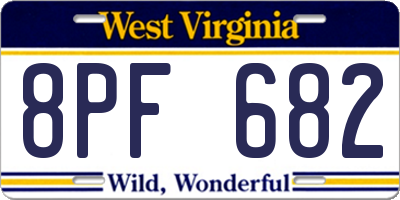 WV license plate 8PF682