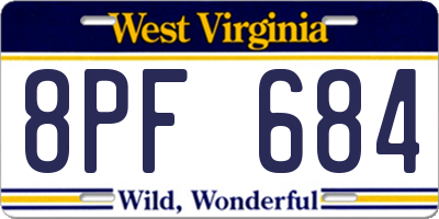 WV license plate 8PF684