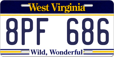 WV license plate 8PF686