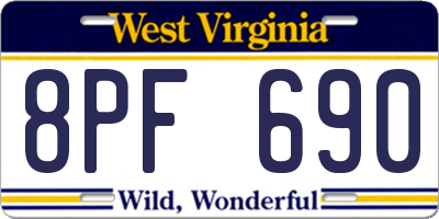 WV license plate 8PF690