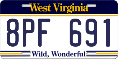 WV license plate 8PF691