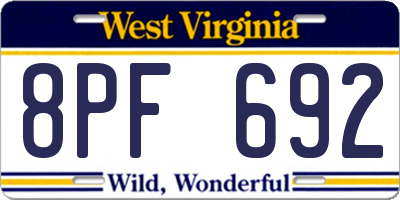 WV license plate 8PF692