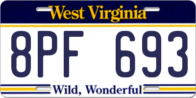 WV license plate 8PF693
