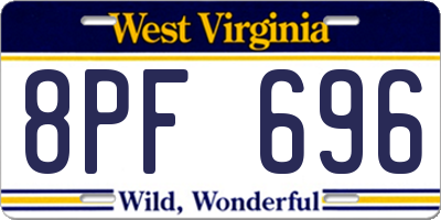 WV license plate 8PF696