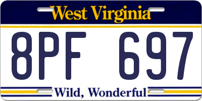 WV license plate 8PF697