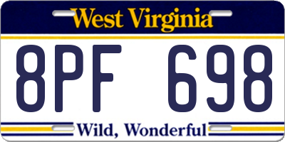 WV license plate 8PF698