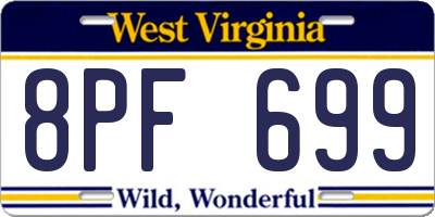 WV license plate 8PF699
