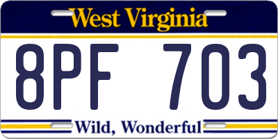 WV license plate 8PF703