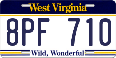 WV license plate 8PF710
