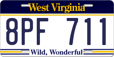 WV license plate 8PF711