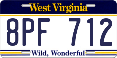 WV license plate 8PF712