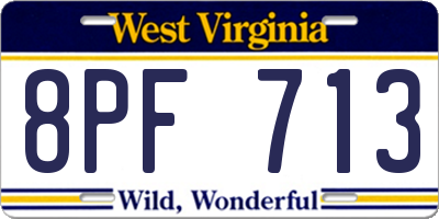 WV license plate 8PF713