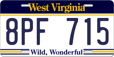 WV license plate 8PF715