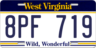 WV license plate 8PF719