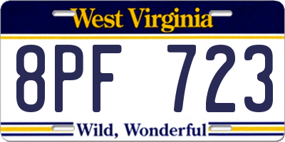 WV license plate 8PF723