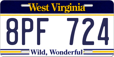 WV license plate 8PF724