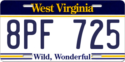 WV license plate 8PF725