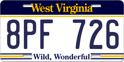 WV license plate 8PF726