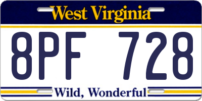 WV license plate 8PF728