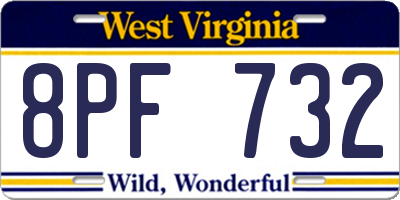 WV license plate 8PF732