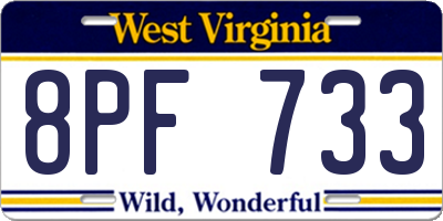 WV license plate 8PF733