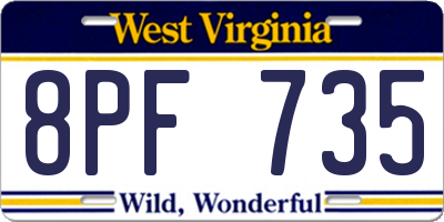 WV license plate 8PF735