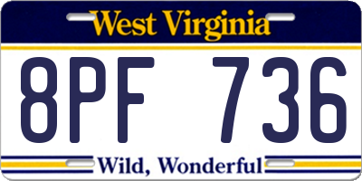 WV license plate 8PF736