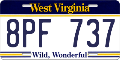 WV license plate 8PF737