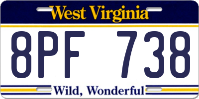 WV license plate 8PF738