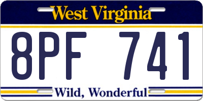 WV license plate 8PF741