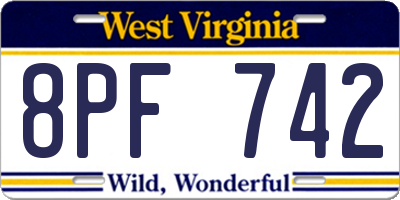 WV license plate 8PF742