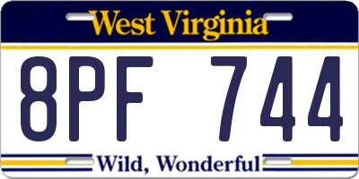 WV license plate 8PF744