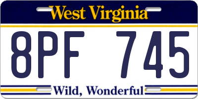 WV license plate 8PF745