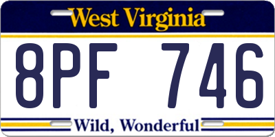 WV license plate 8PF746