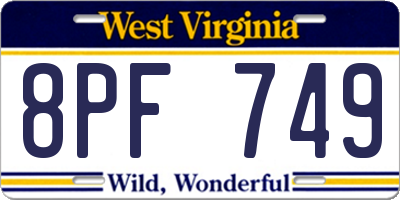 WV license plate 8PF749