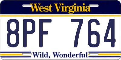 WV license plate 8PF764