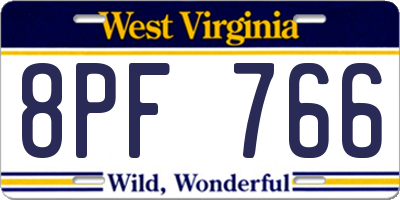 WV license plate 8PF766